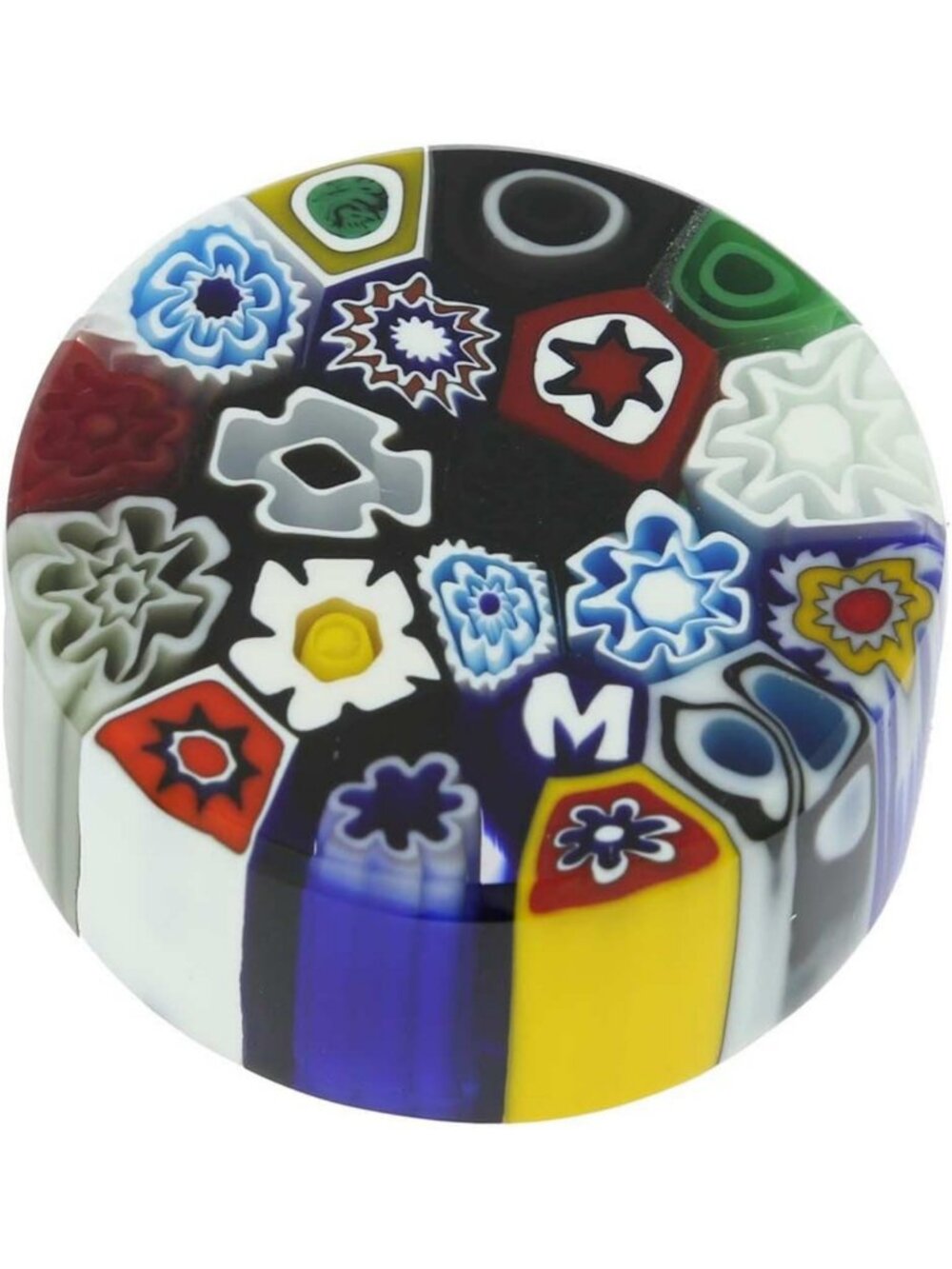 Millefiori Murano Glass Round Paperweight - Colorful Decorative Accent, Small